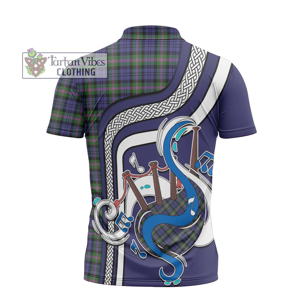 Baird Modern Tartan Zipper Polo Shirt with Epic Bagpipe Style - Tartanvibesclothing Shop