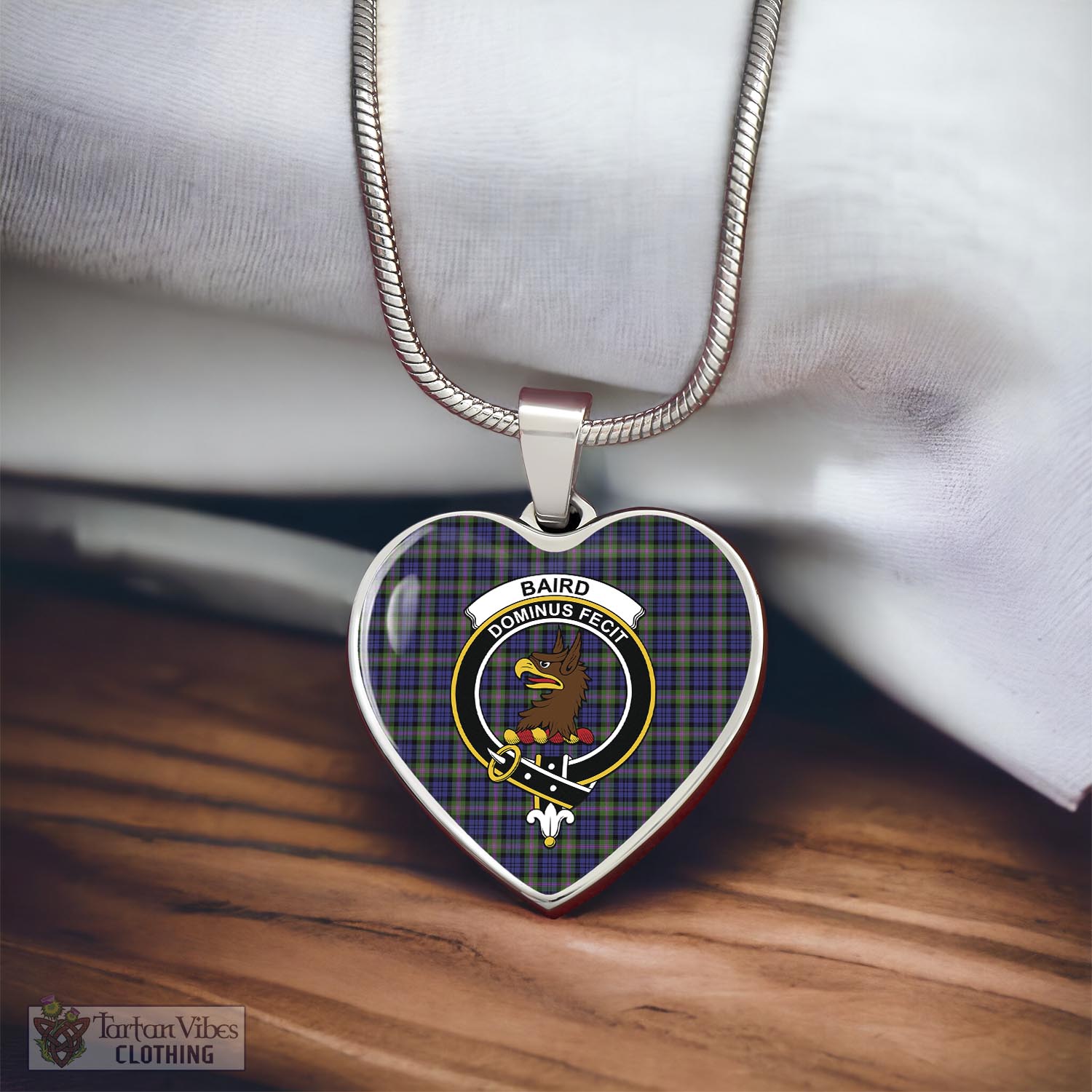 Tartan Vibes Clothing Baird Modern Tartan Heart Necklace with Family Crest