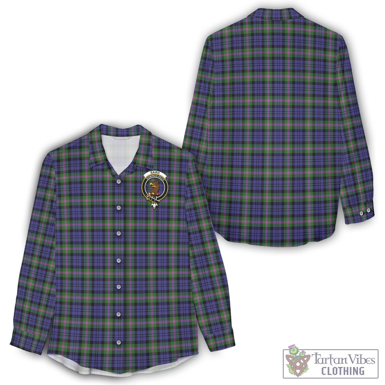 Tartan Vibes Clothing Baird Modern Tartan Womens Casual Shirt with Family Crest