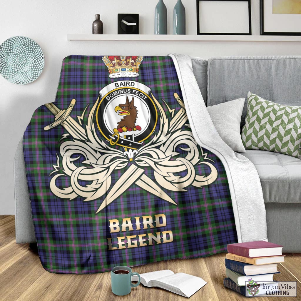 Tartan Vibes Clothing Baird Modern Tartan Blanket with Clan Crest and the Golden Sword of Courageous Legacy