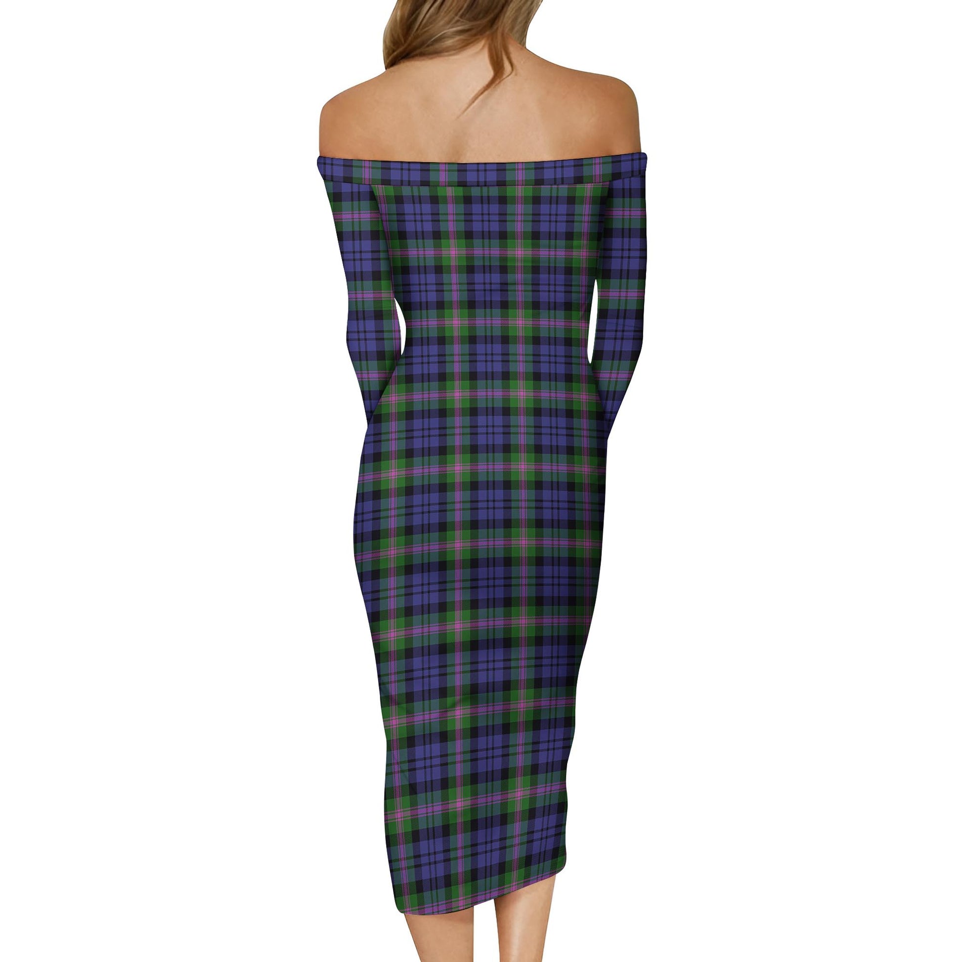 Baird Modern Tartan Off Shoulder Lady Dress - Tartanvibesclothing