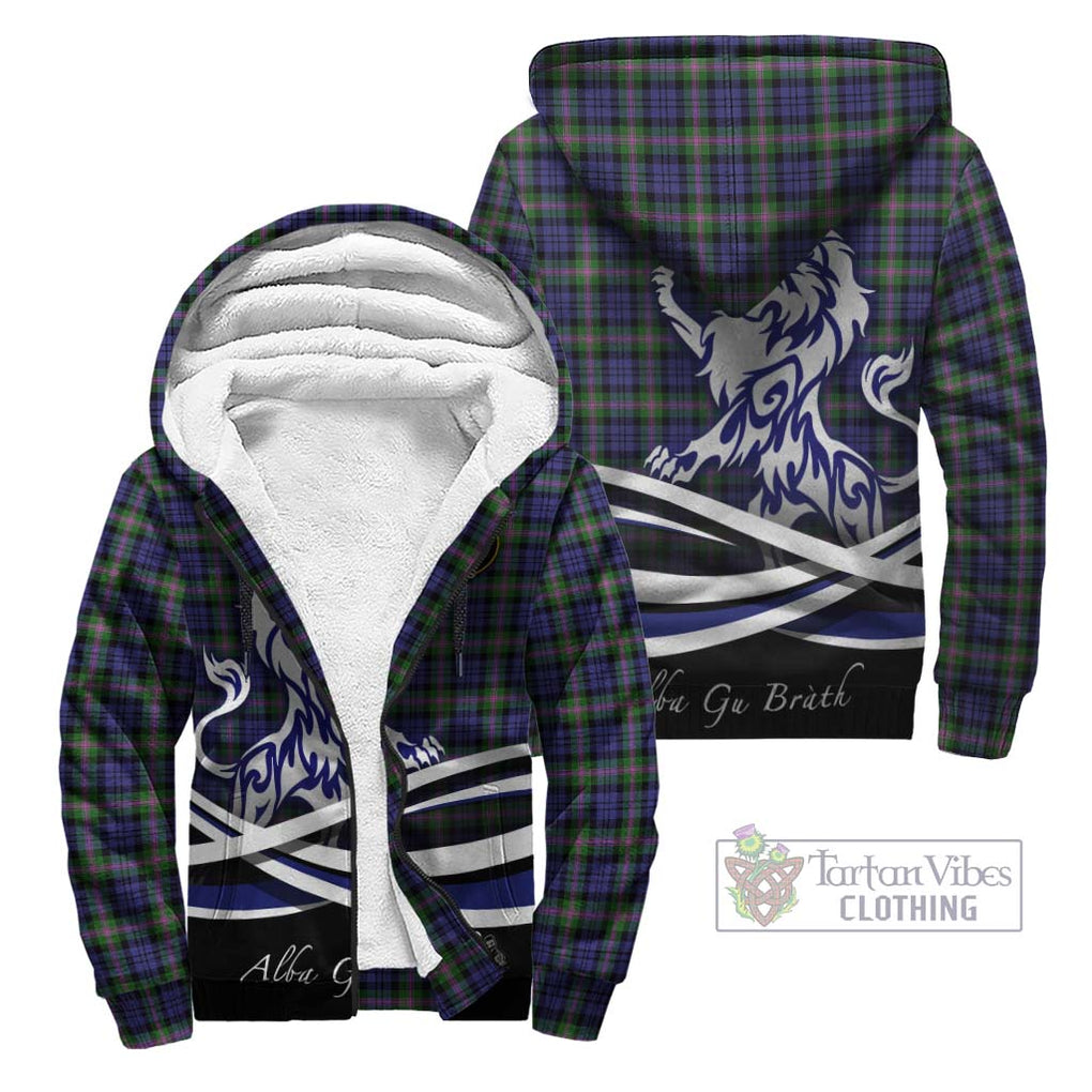 Baird Modern Tartan Sherpa Hoodie with Alba Gu Brath Regal Lion Emblem Unisex - Tartanvibesclothing Shop