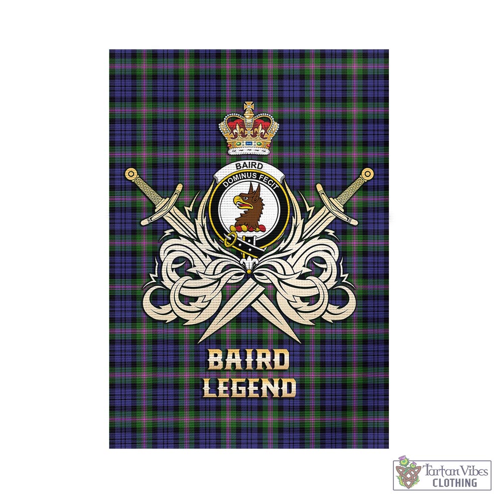 Tartan Vibes Clothing Baird Modern Tartan Flag with Clan Crest and the Golden Sword of Courageous Legacy