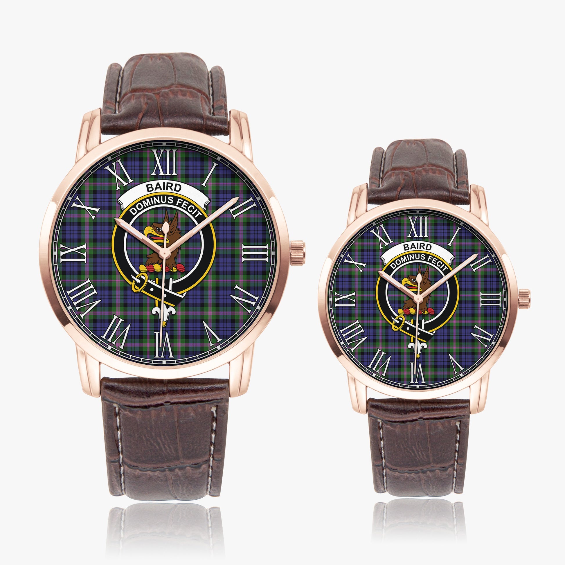 Baird Modern Tartan Family Crest Leather Strap Quartz Watch - Tartanvibesclothing