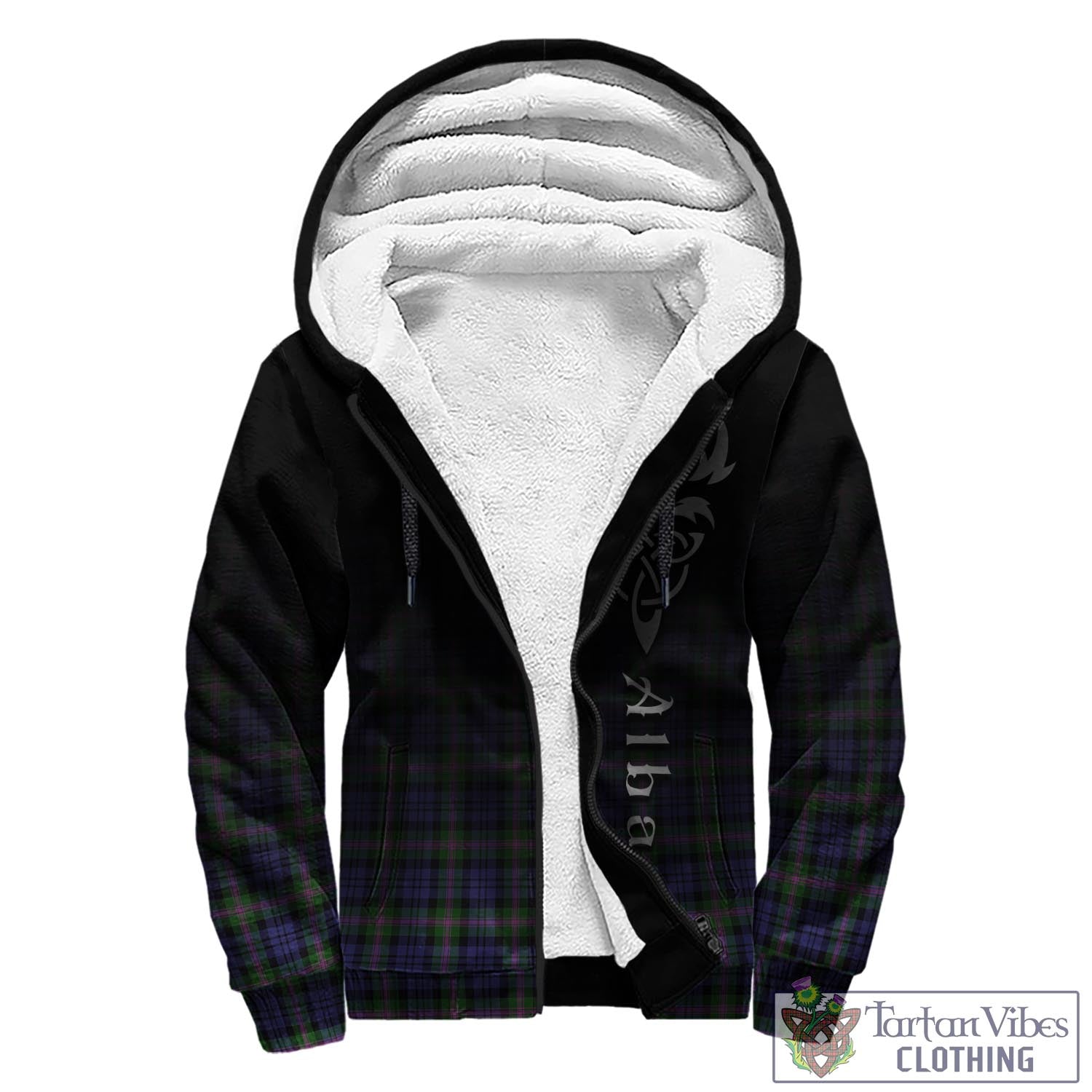 Tartan Vibes Clothing Baird Modern Tartan Sherpa Hoodie Featuring Alba Gu Brath Family Crest Celtic Inspired