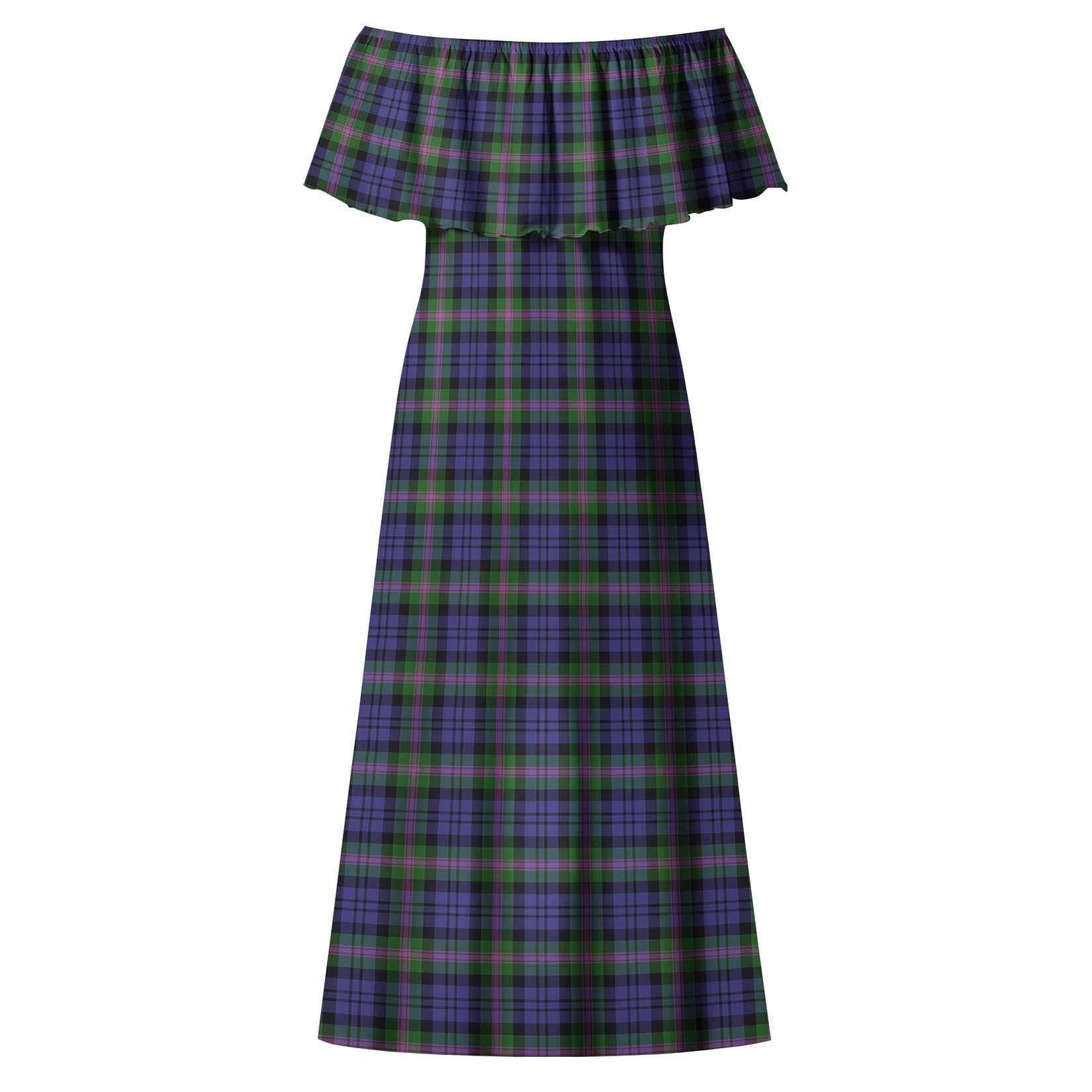 Baird Modern Tartan Off Shoulder Long Dress - Tartanvibesclothing