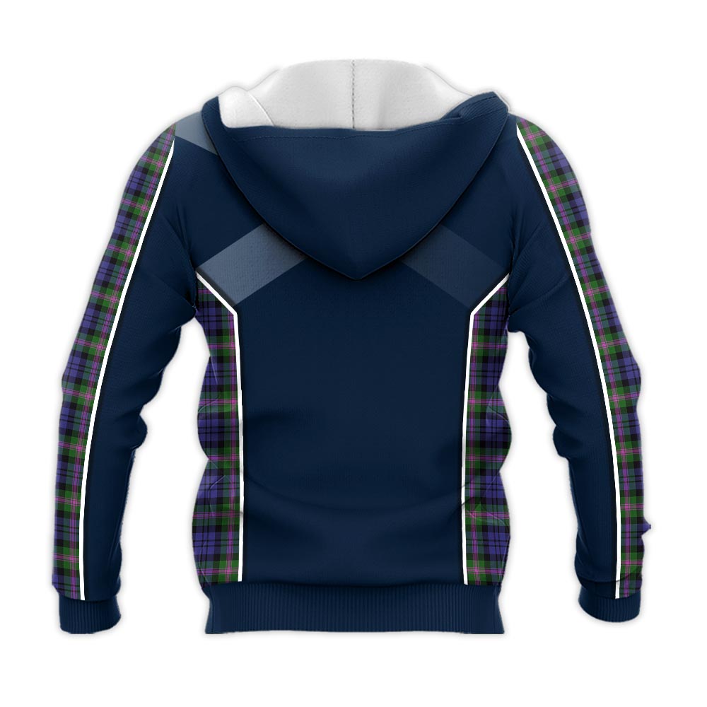 Tartan Vibes Clothing Baird Modern Tartan Knitted Hoodie with Family Crest and Scottish Thistle Vibes Sport Style