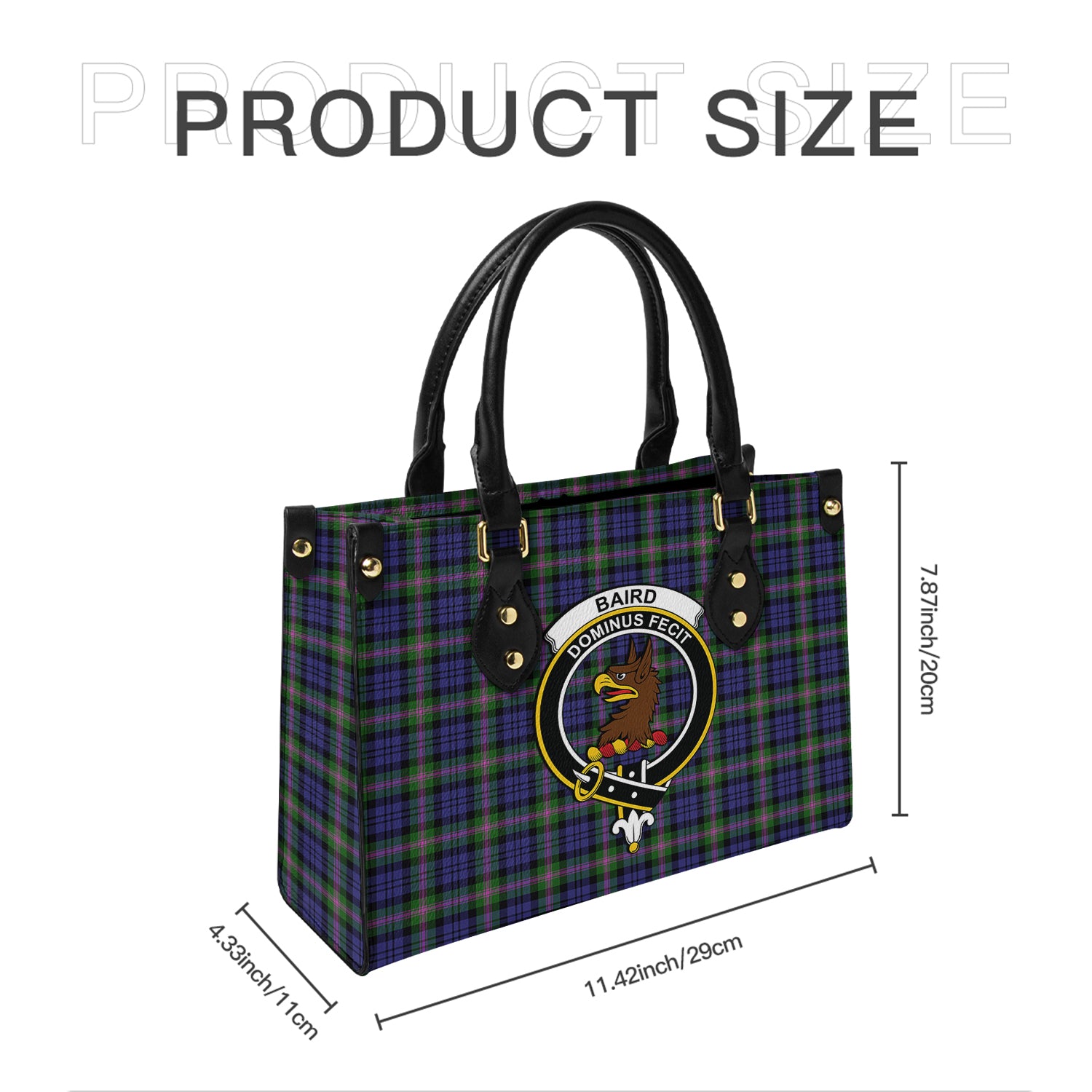 Baird Modern Tartan Leather Bag with Family Crest - Tartanvibesclothing