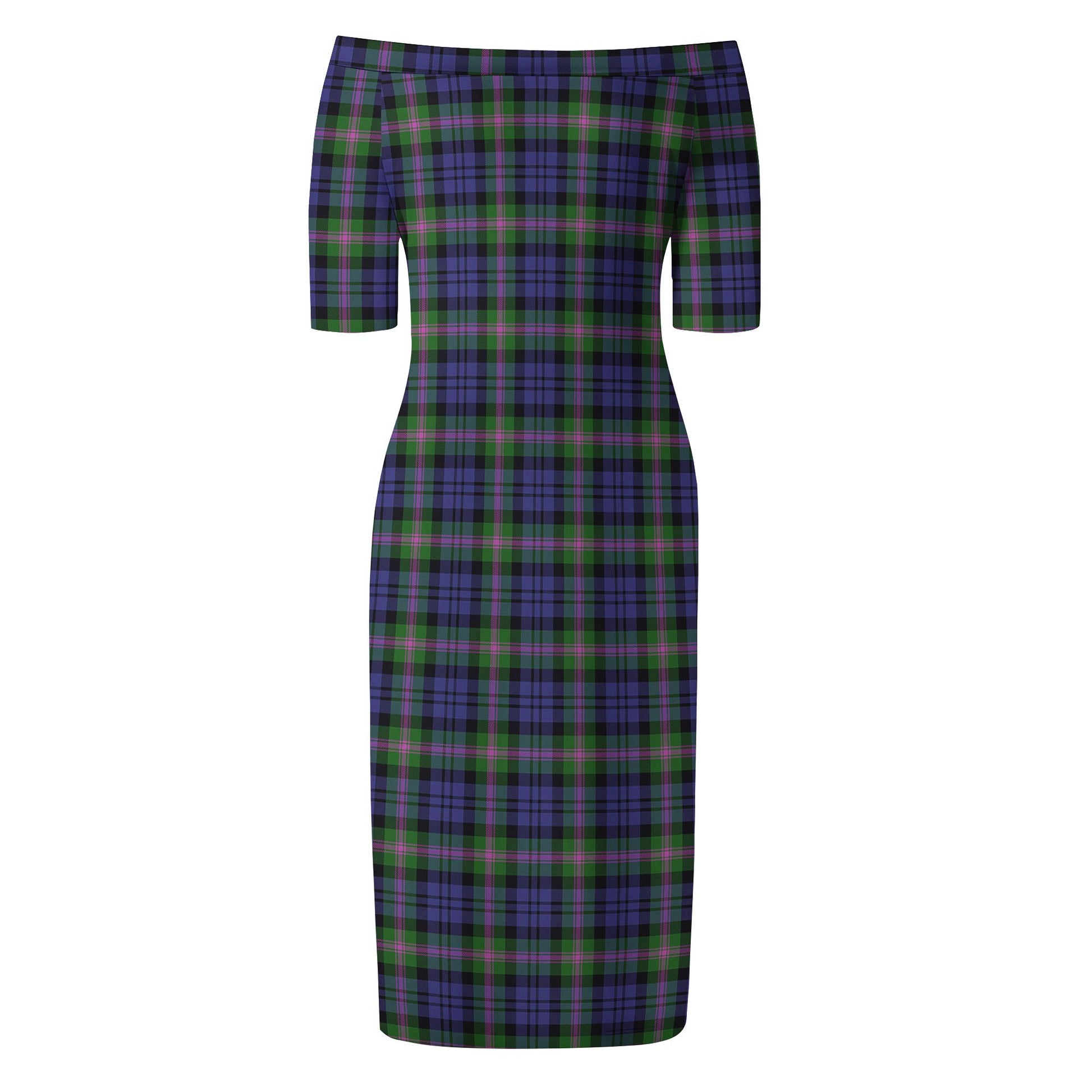 Baird Modern Tartan Off Shoulder Lady Dress - Tartanvibesclothing