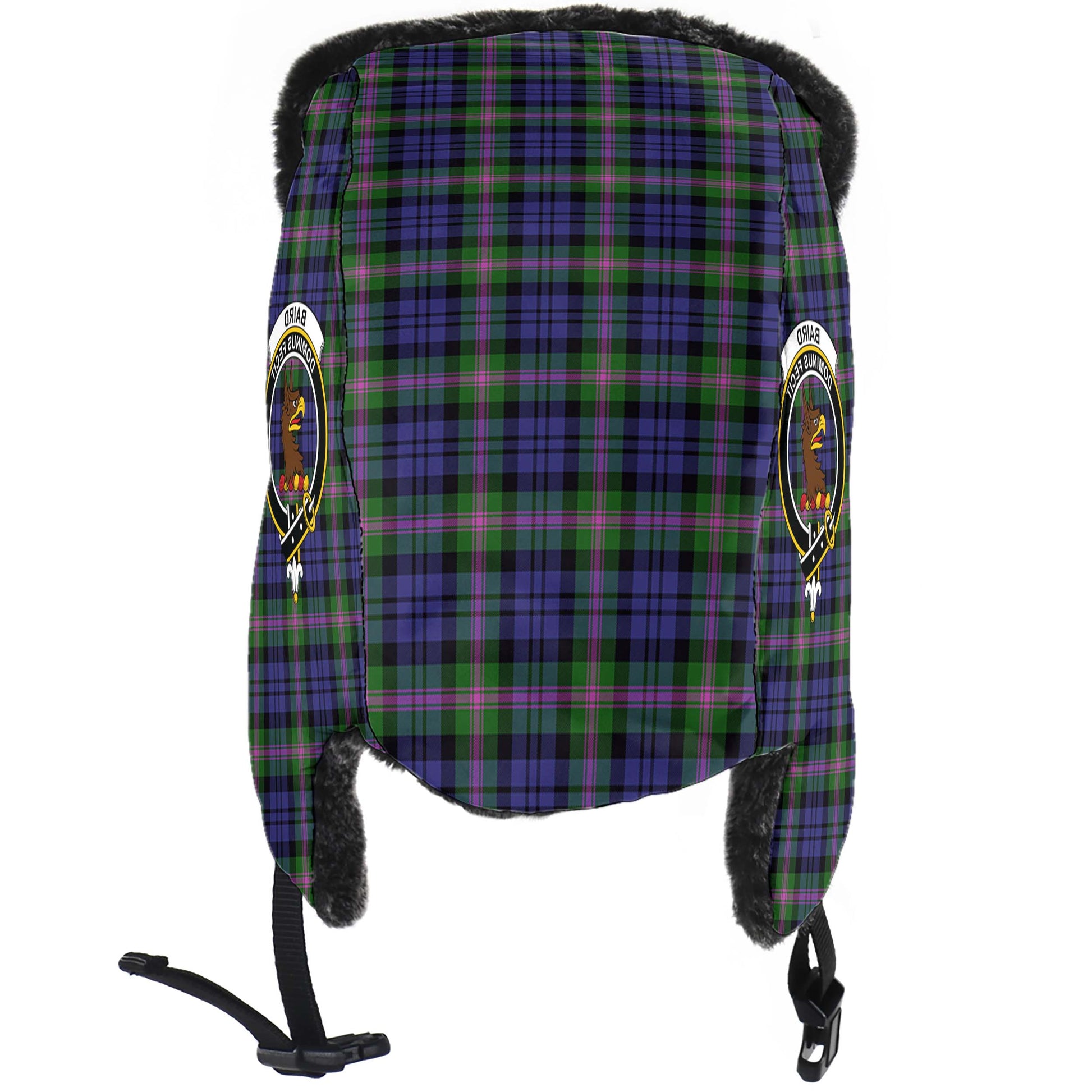 Baird Modern Tartan Winter Trapper Hat with Family Crest - Tartanvibesclothing