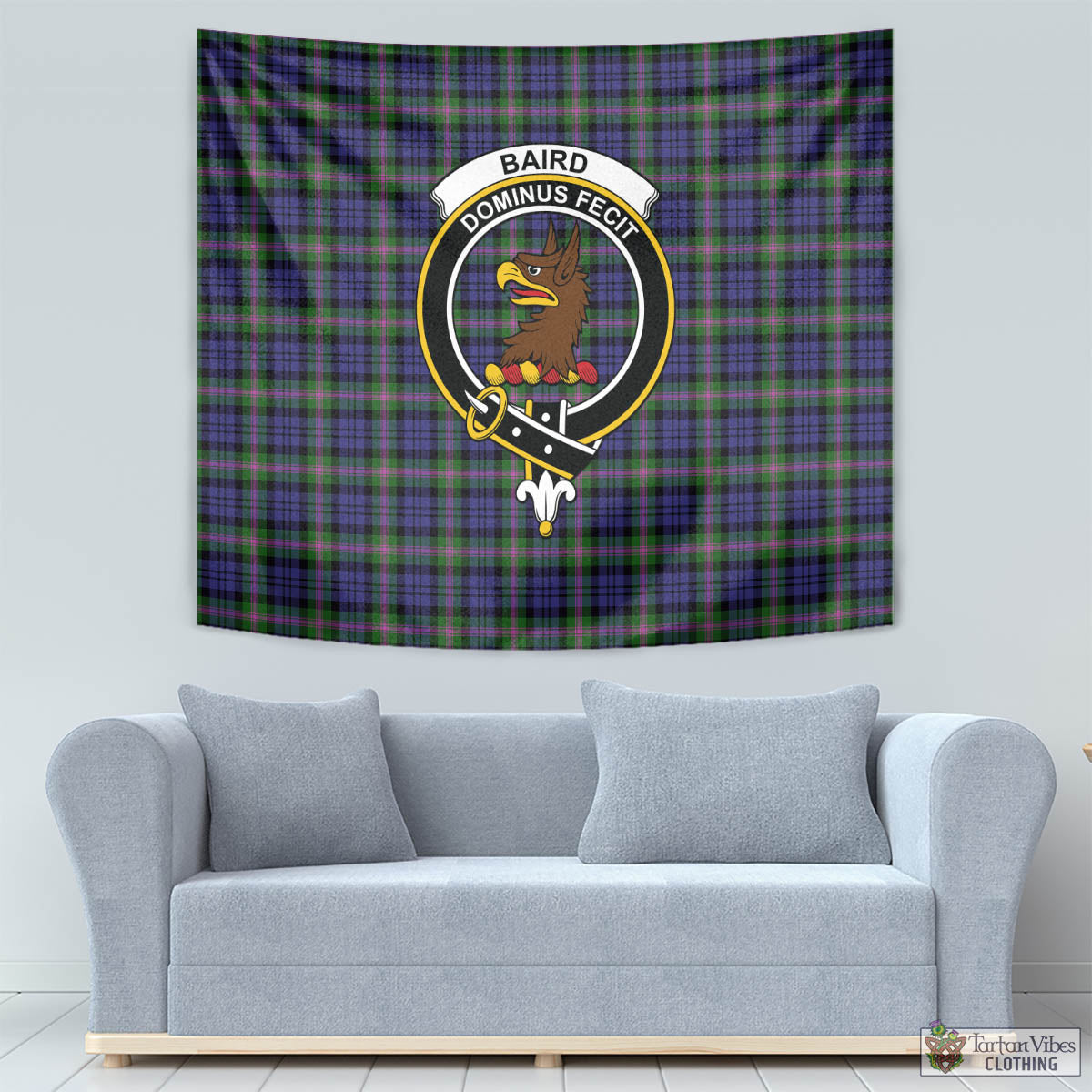 Tartan Vibes Clothing Baird Modern Tartan Tapestry Wall Hanging and Home Decor for Room with Family Crest