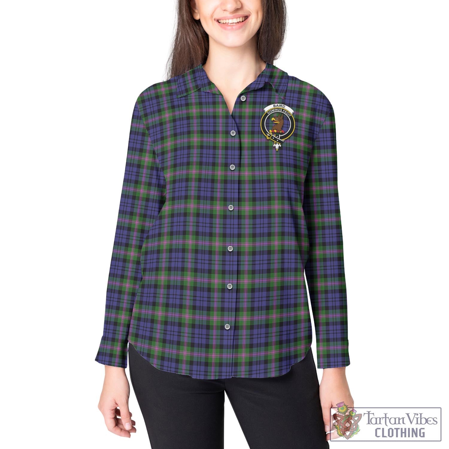 Tartan Vibes Clothing Baird Modern Tartan Womens Casual Shirt with Family Crest