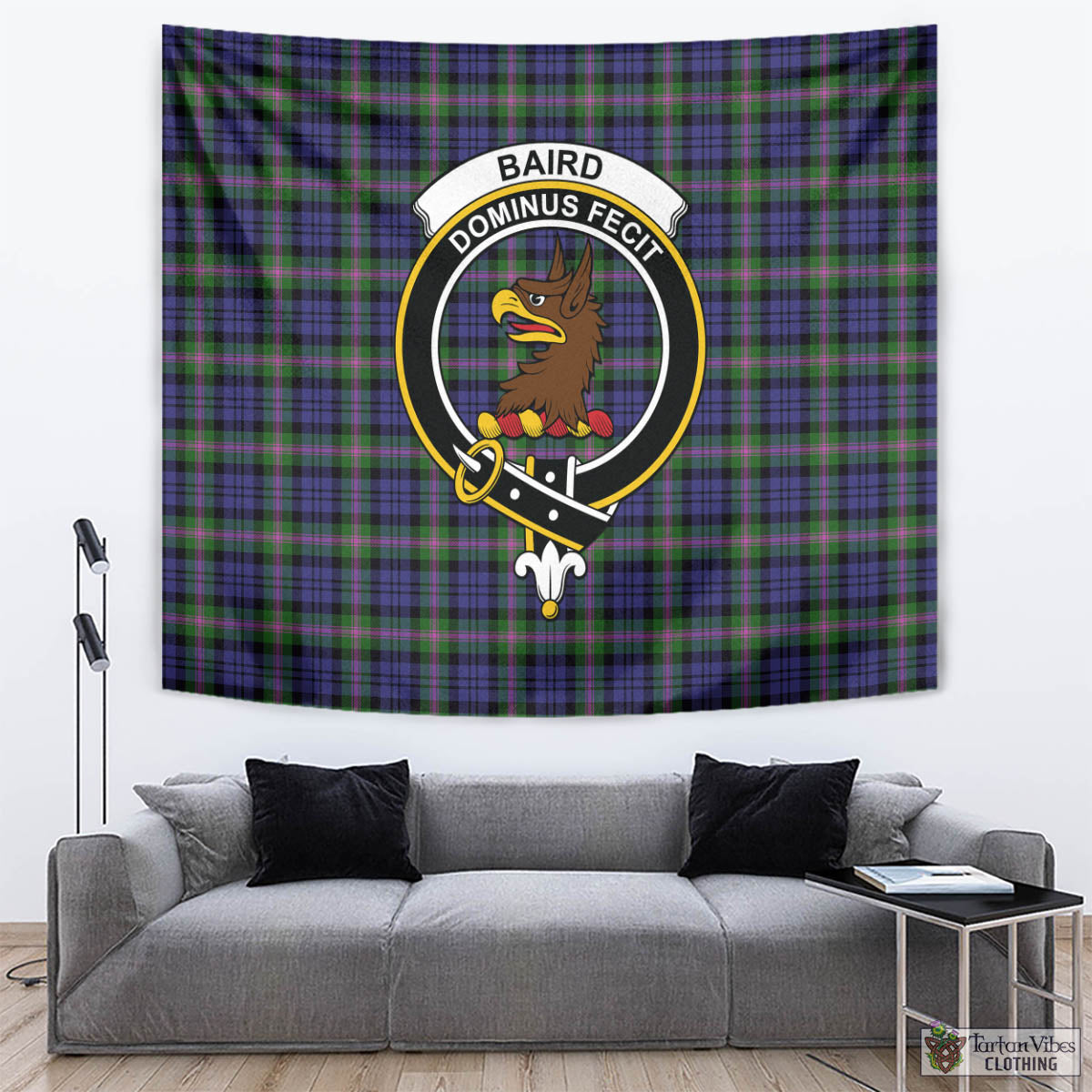 Tartan Vibes Clothing Baird Modern Tartan Tapestry Wall Hanging and Home Decor for Room with Family Crest