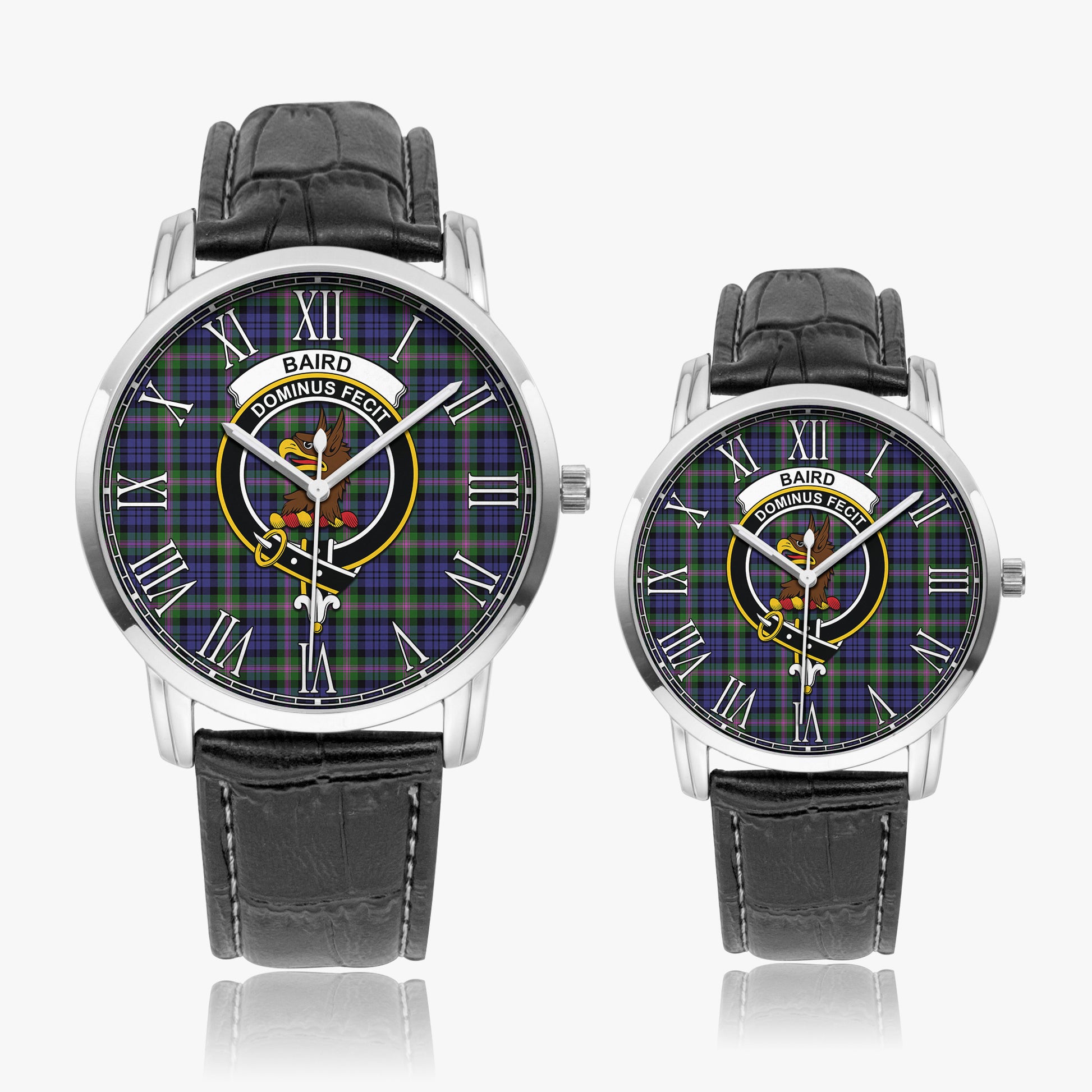 Baird Modern Tartan Family Crest Leather Strap Quartz Watch - Tartanvibesclothing