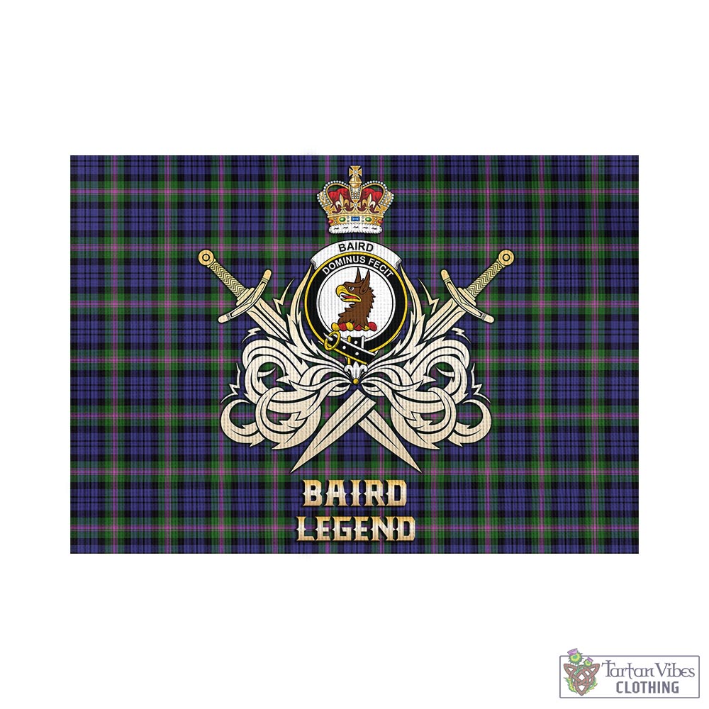 Tartan Vibes Clothing Baird Modern Tartan Flag with Clan Crest and the Golden Sword of Courageous Legacy