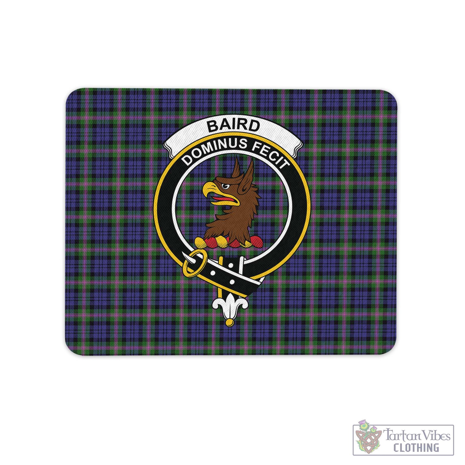 Tartan Vibes Clothing Baird Modern Tartan Mouse Pad with Family Crest