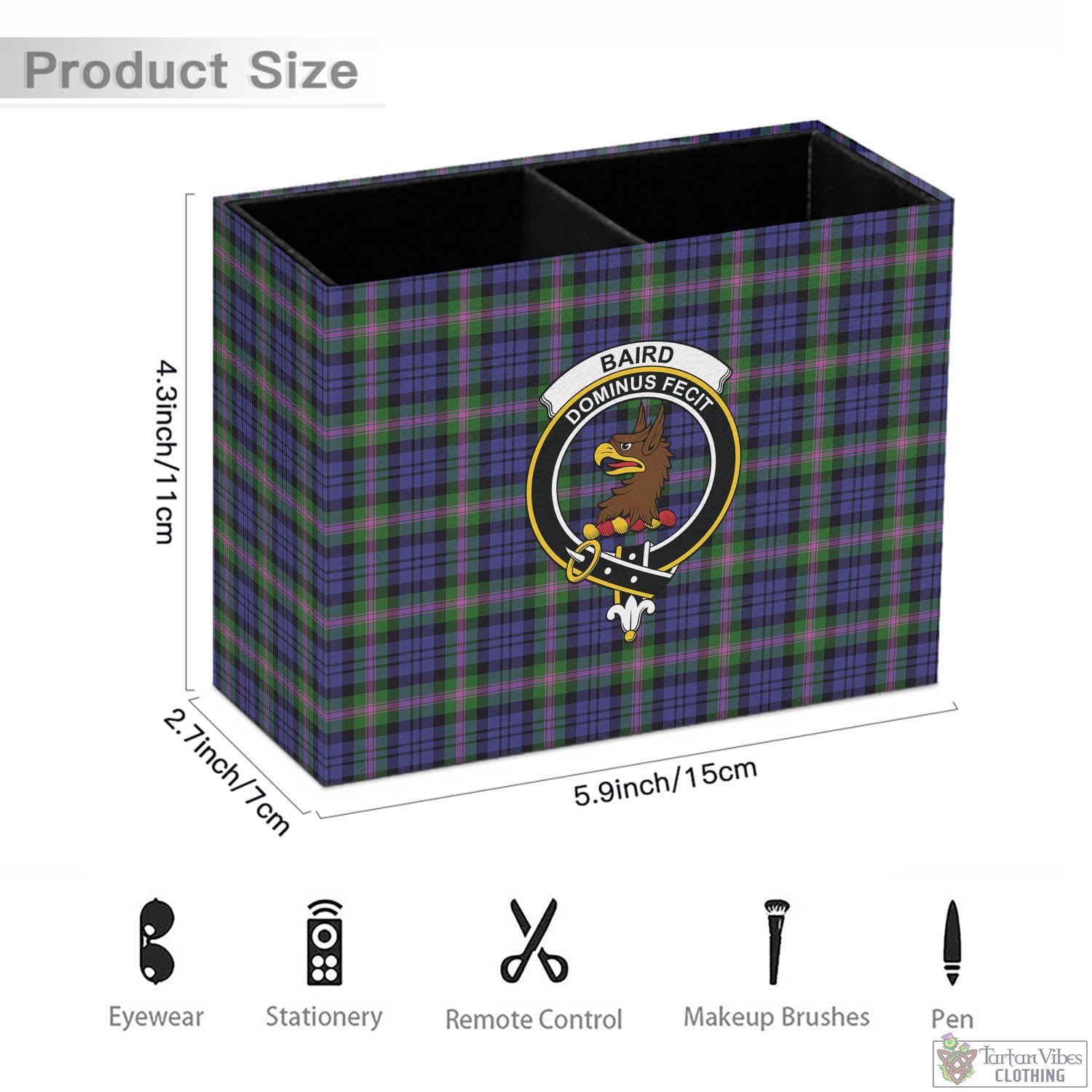 Tartan Vibes Clothing Baird Modern Tartan Pen Holder with Family Crest