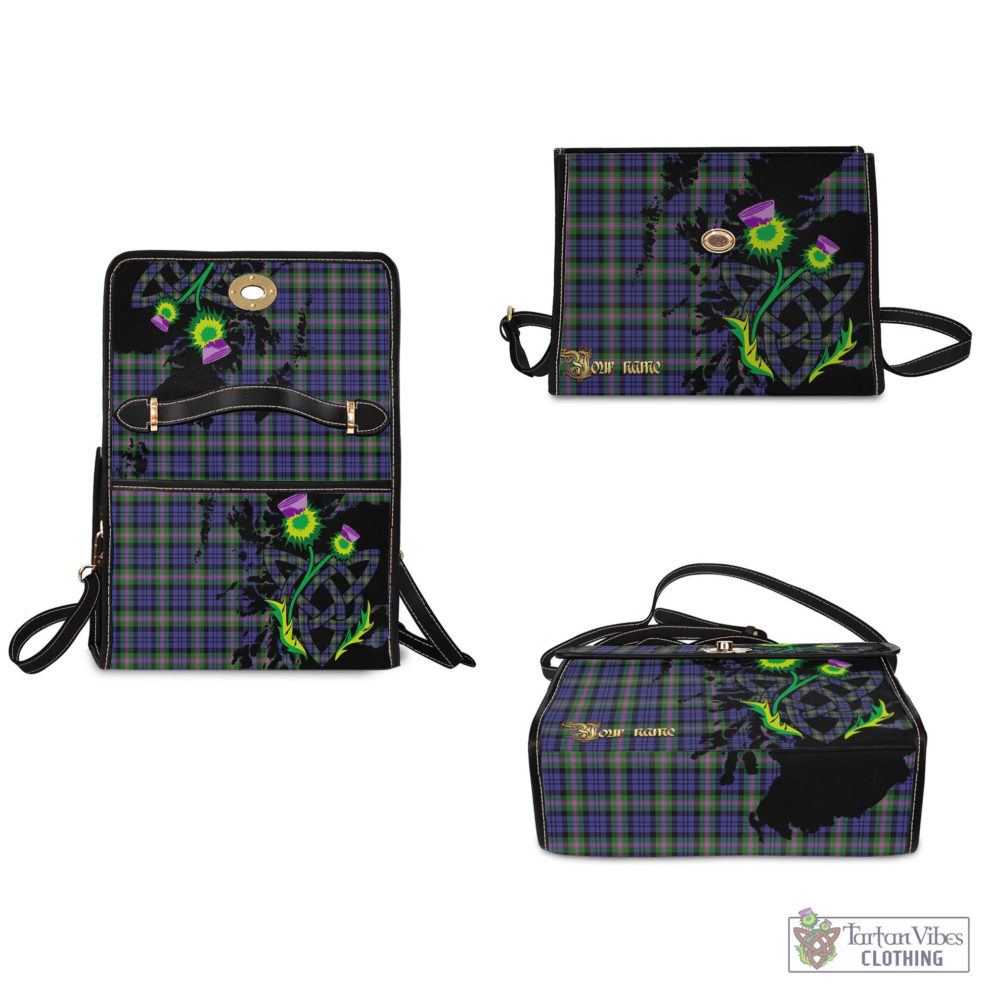 Tartan Vibes Clothing Baird Modern Tartan Waterproof Canvas Bag with Scotland Map and Thistle Celtic Accents