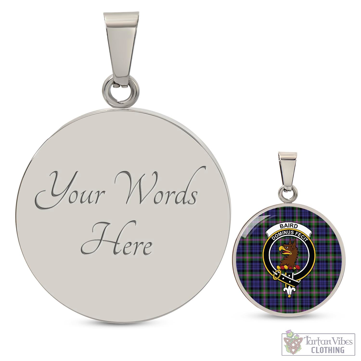 Tartan Vibes Clothing Baird Modern Tartan Circle Necklace with Family Crest