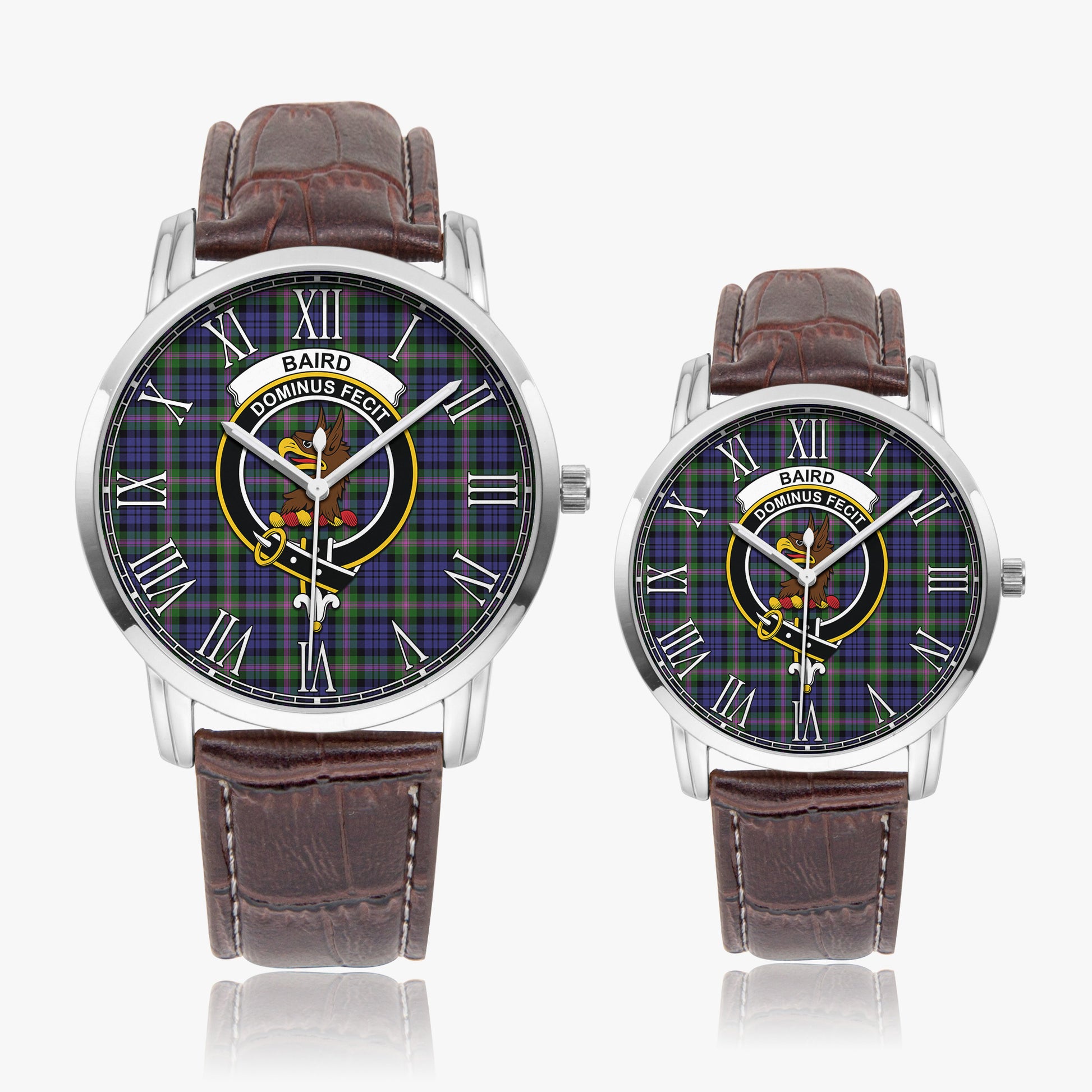 Baird Modern Tartan Family Crest Leather Strap Quartz Watch - Tartanvibesclothing