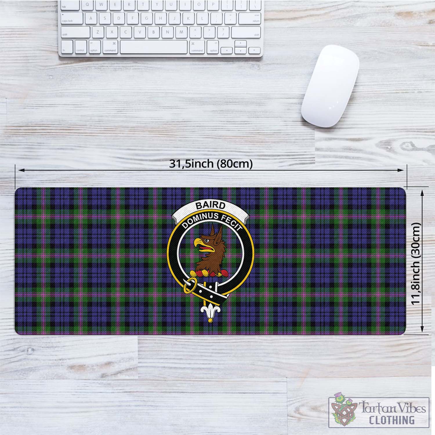 Tartan Vibes Clothing Baird Modern Tartan Mouse Pad with Family Crest