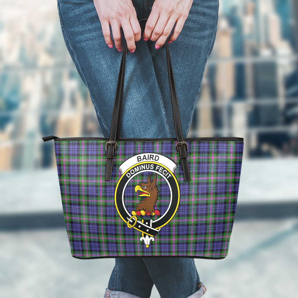 Baird Modern Tartan Leather Tote Bag with Family Crest - Tartanvibesclothing