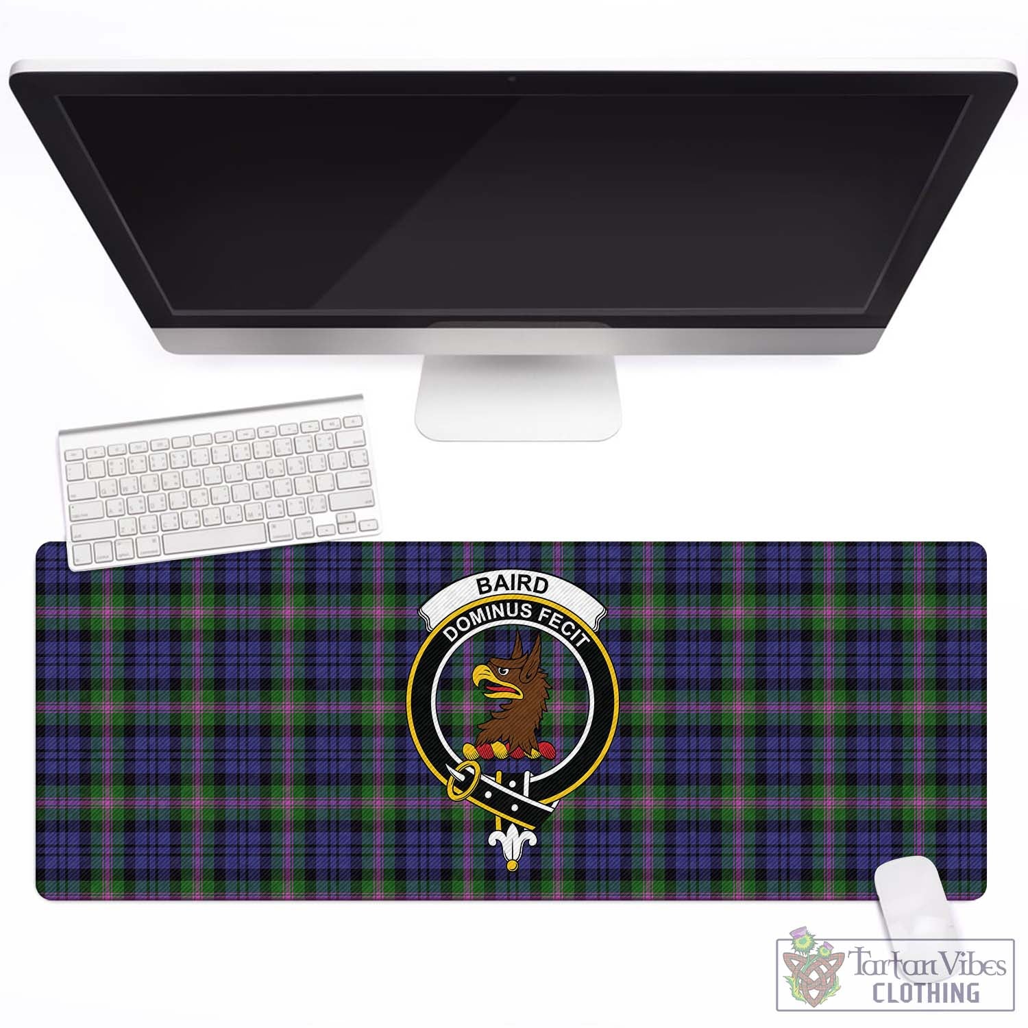 Tartan Vibes Clothing Baird Modern Tartan Mouse Pad with Family Crest