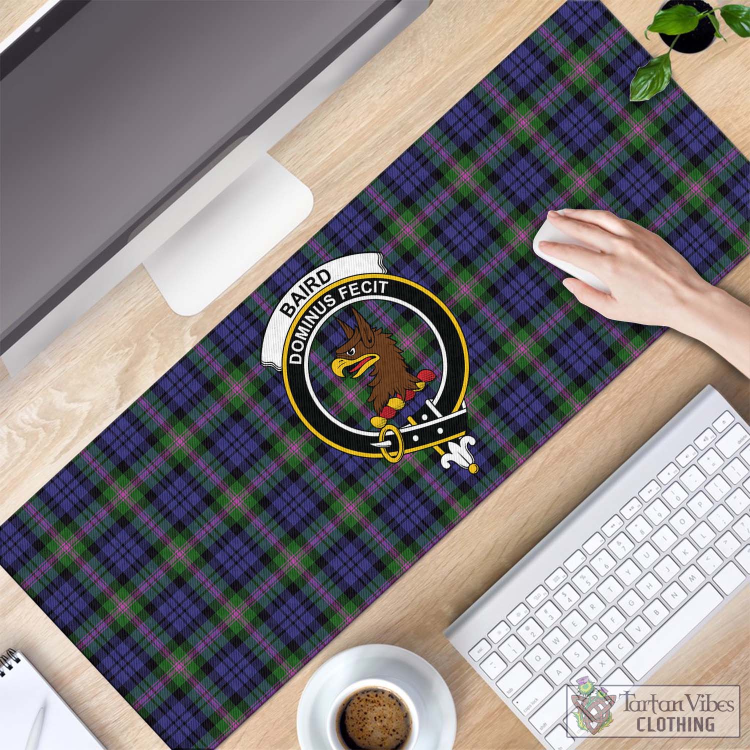 Tartan Vibes Clothing Baird Modern Tartan Mouse Pad with Family Crest