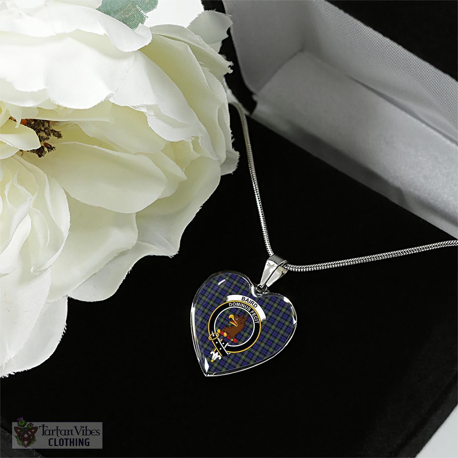 Tartan Vibes Clothing Baird Modern Tartan Heart Necklace with Family Crest