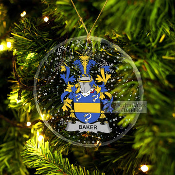 Baker Irish Clan Christmas Glass Ornament with Coat of Arms Transparent Glass Circle - 2D-tartanvibesclothing