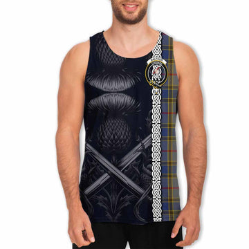 Balfour Tartan Men's Tank Top with Family Crest Cross Sword Thistle Celtic Vibes