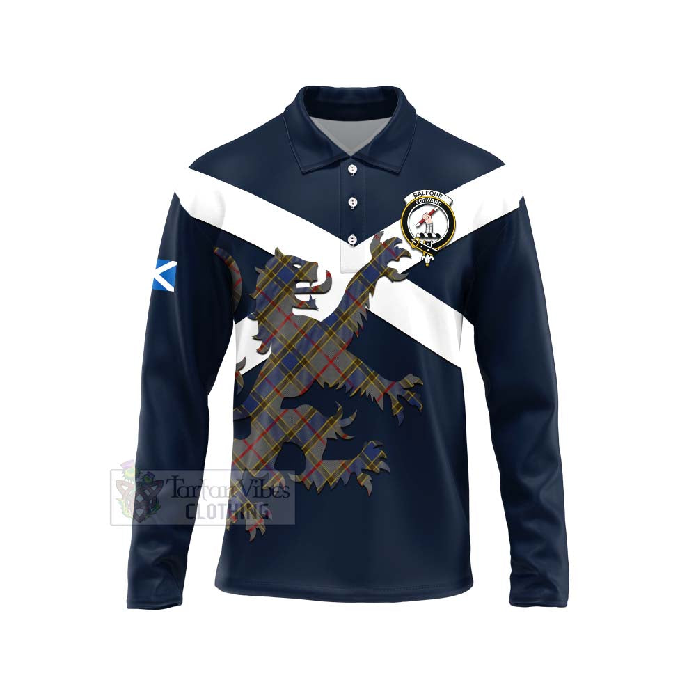 Tartan Vibes Clothing Balfour Tartan Lion Rampant Long Sleeve Polo Shirt – Proudly Display Your Heritage with Alba Gu Brath and Clan Name