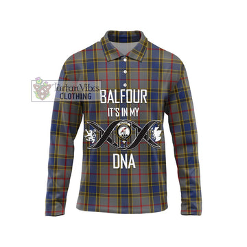 Balfour Tartan Long Sleeve Polo Shirt with Family Crest DNA In Me Style