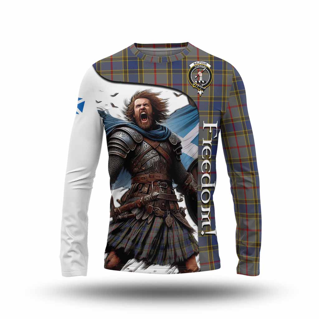 Tartan Vibes Clothing Balfour Crest Tartan Long Sleeve T-Shirt Inspired by the Freedom of Scottish Warrior