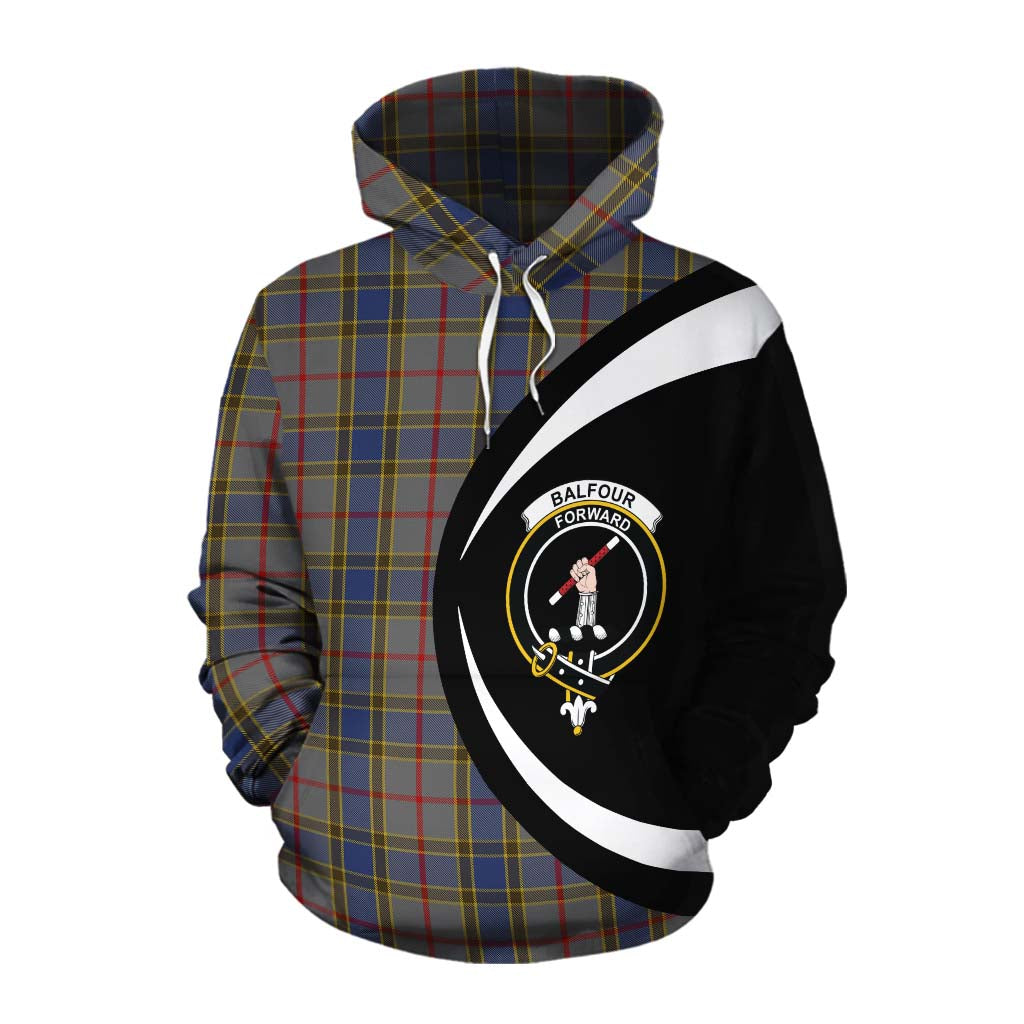 Tartan Vibes Clothing Balfour Tartan Cotton Hoodie with Family Crest Circle Style