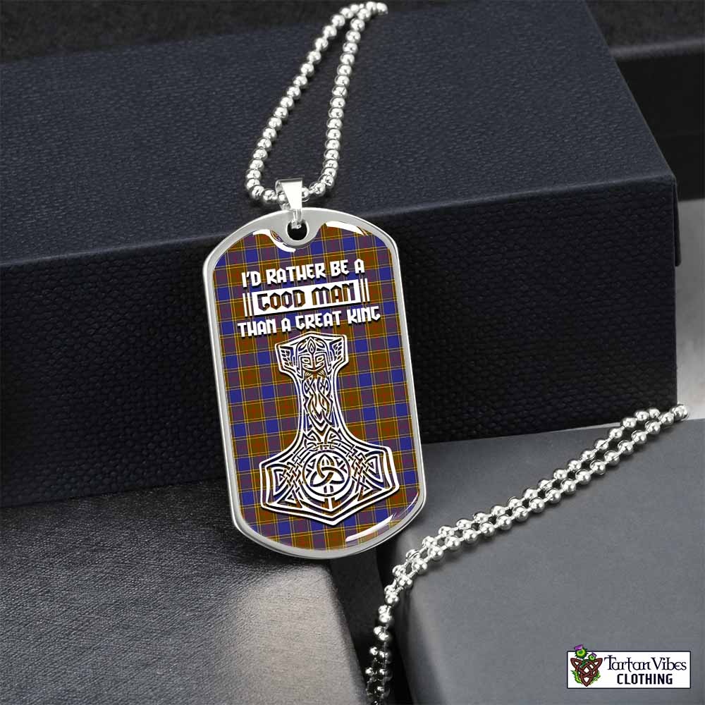 Tartan Vibes Clothing Balfour Tartan Dog Tag Necklace Viking Mjolnir Style