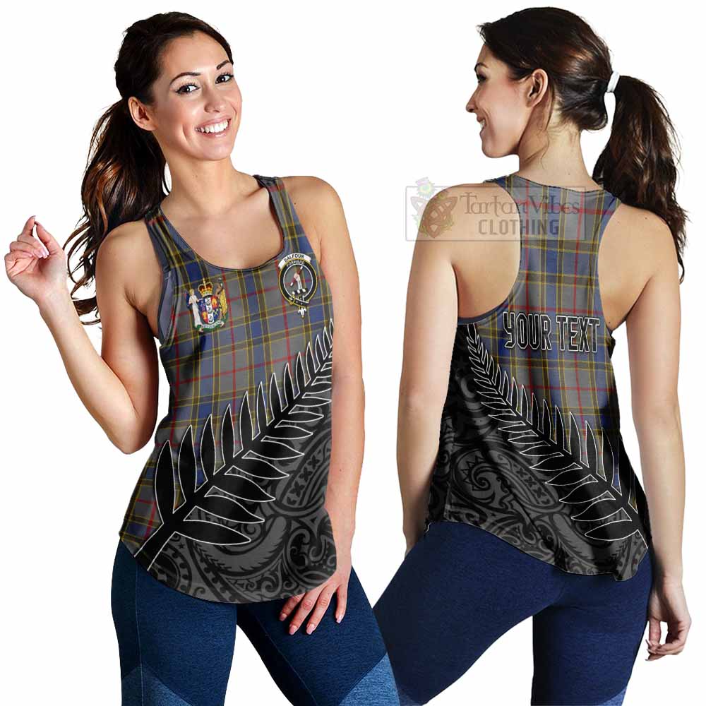 Tartan Vibes Clothing Balfour Crest Tartan Women's Racerback Tanks with New Zealand Silver Fern Half Style