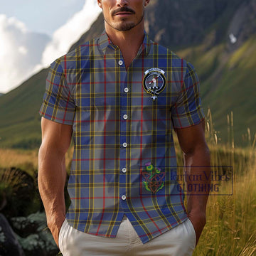 Balfour Tartan Cotton Hawaiian Shirt with Family Crest