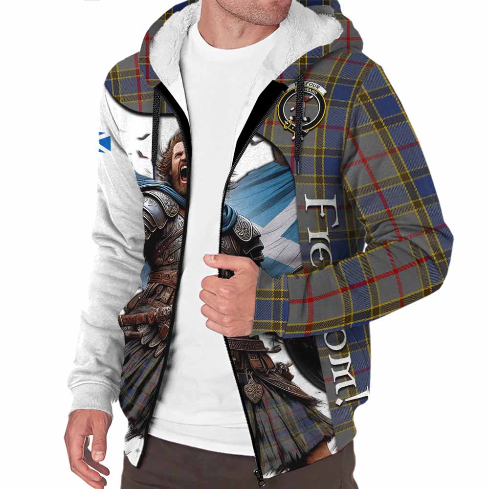 Tartan Vibes Clothing Balfour Crest Tartan Sherpa Hoodie Inspired by the Freedom of Scottish Warrior