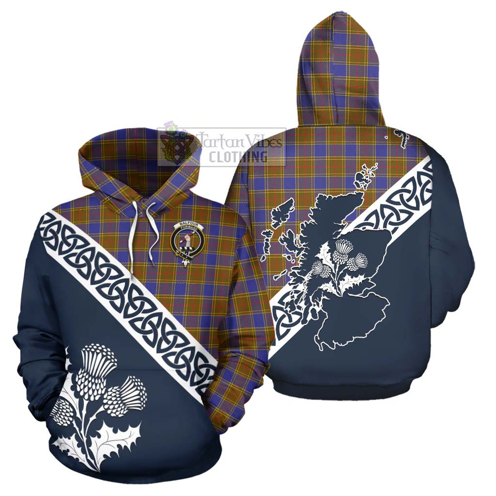 Tartan Vibes Clothing Balfour Tartan Hoodie Featuring Thistle and Scotland Map