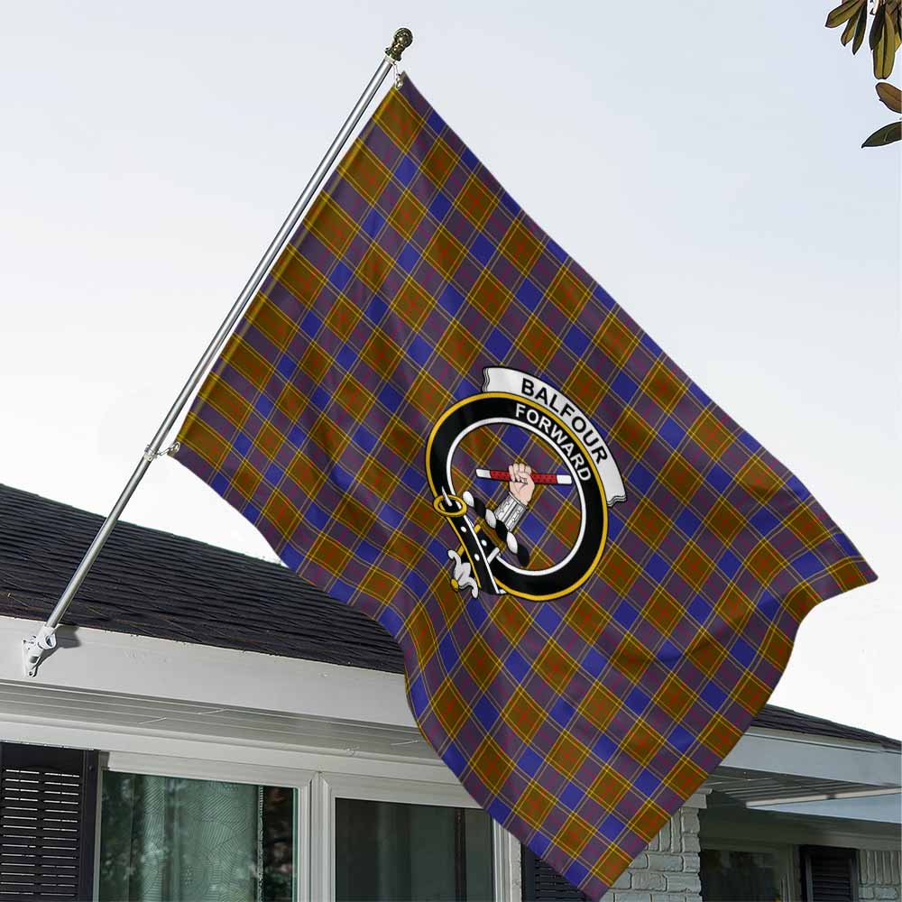 Tartan Vibes Clothing Balfour Tartan House Flag with Family Crest