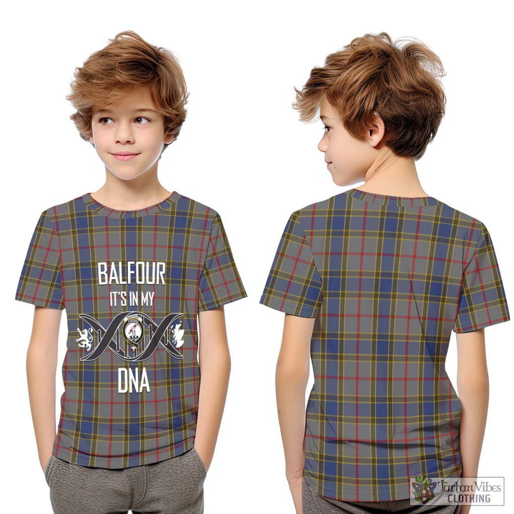 Balfour Tartan Kid T-Shirt with Family Crest DNA In Me Style Youth XL Size14 - Tartanvibesclothing Shop