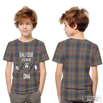 Balfour Tartan Kid T-Shirt with Family Crest DNA In Me Style