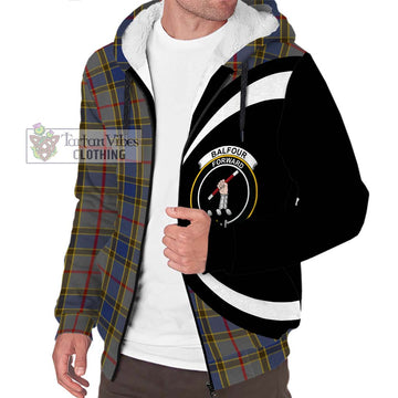 Balfour Tartan Sherpa Hoodie with Family Crest Circle Style