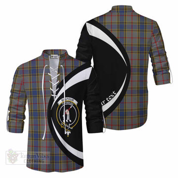 Balfour Tartan Ghillie Kilt Shirt with Family Crest Circle Style