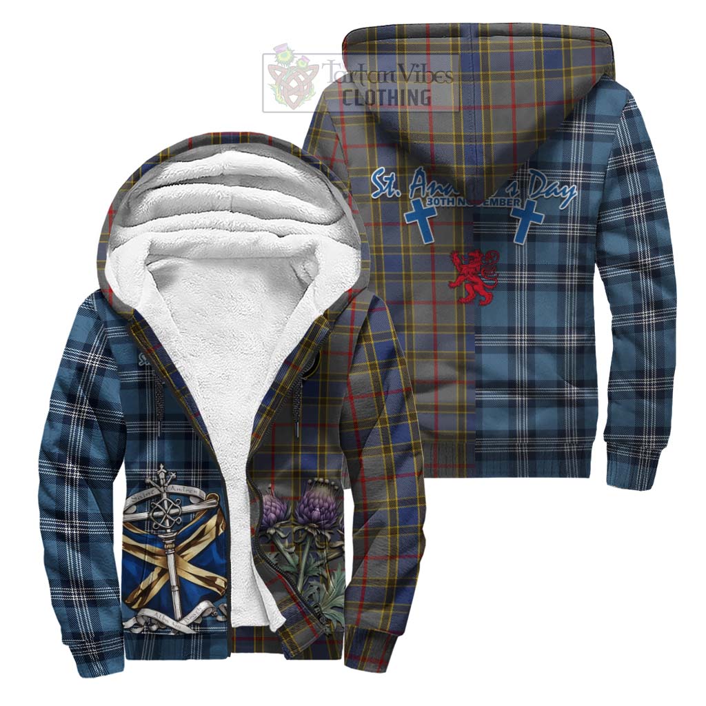 Tartan Vibes Clothing Balfour Tartan Sherpa Hoodie Happy St. Andrew's Day Half Tartan Style