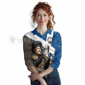 Balfour Tartan Women's Casual Shirt with Family Crest Scottish Bagpiper Vibes