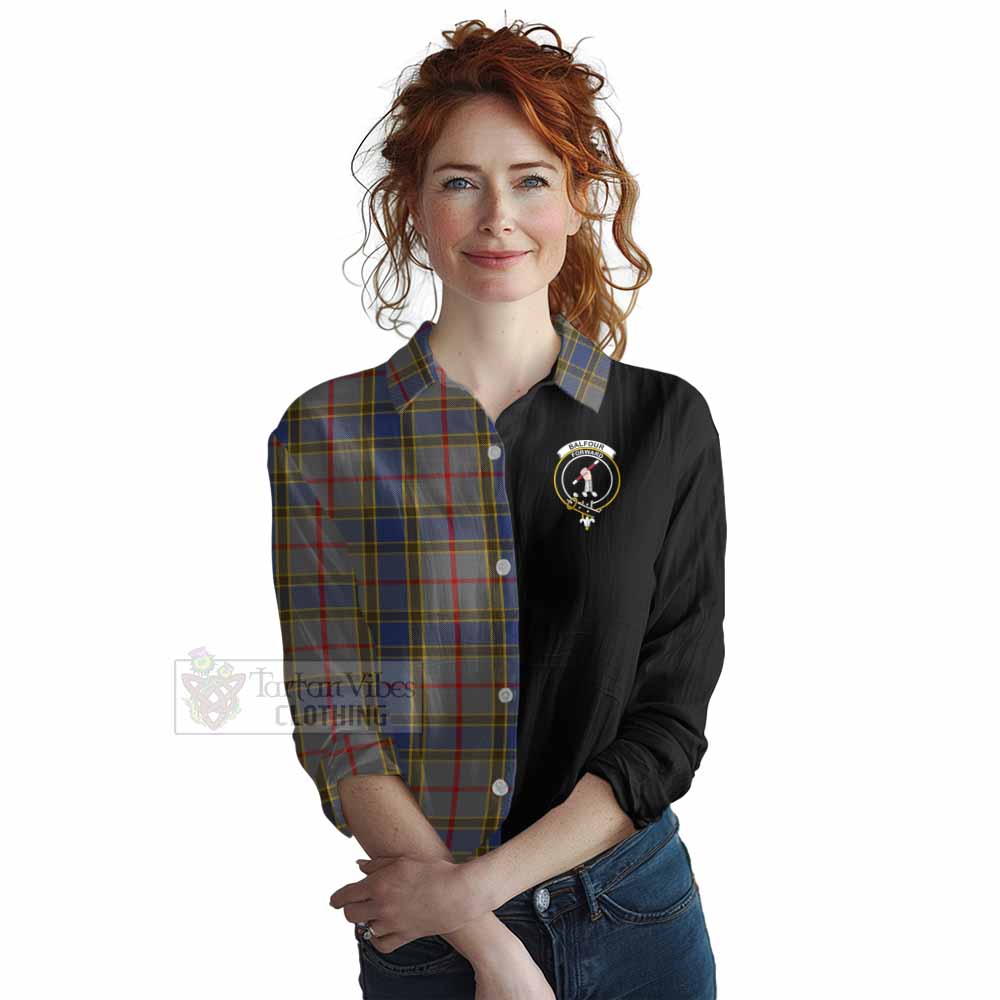 Tartan Vibes Clothing Balfour Tartan Women's Casual Shirt with Family Crest and Half Of Me Style