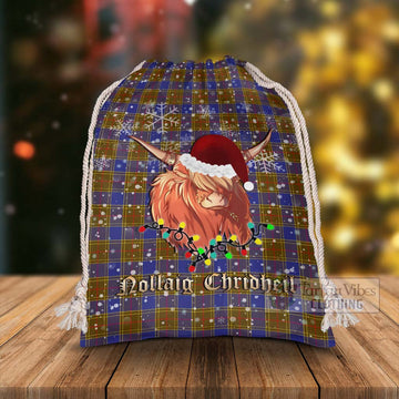 Balfour Tartan Christmas Santa's Bag with Twinkle Highland Cattle