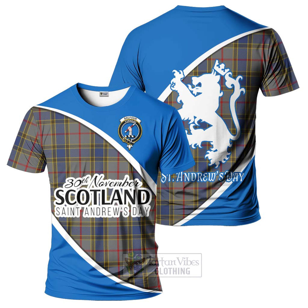 Tartan Vibes Clothing Balfour Family Crest Tartan T-Shirt Celebrate Saint Andrew's Day in Style